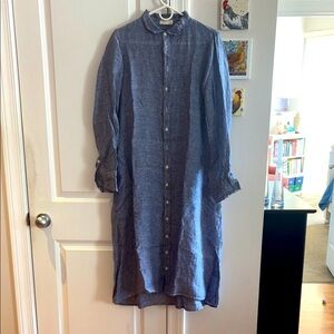 CP SHADES shirt dress; long sleeves. Worn once. Size S. 100% washable linen.
